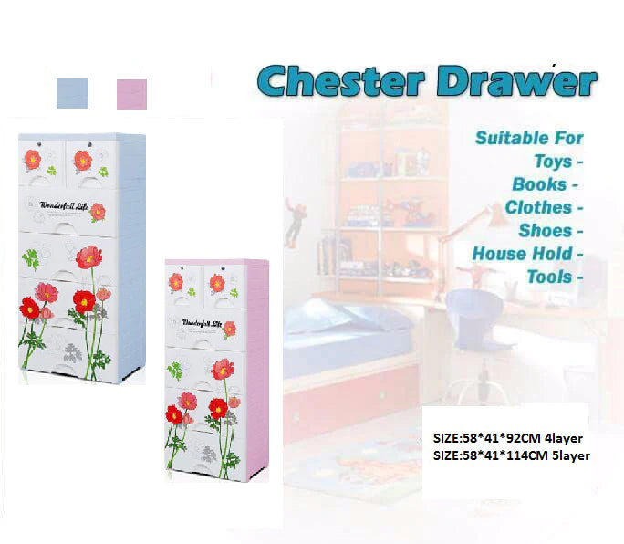 Flower Design Chester Drawer Wardrobe