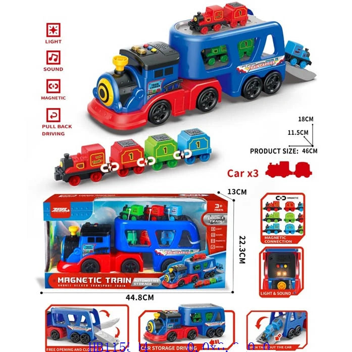 Magnetic Train Car Carrier Toy with Light & Sound
