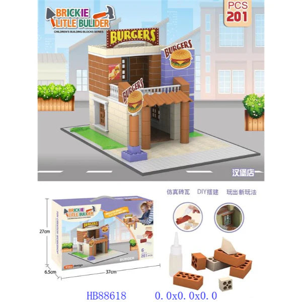 3D Brickie Little Builders Burgers Shop 201 Piece