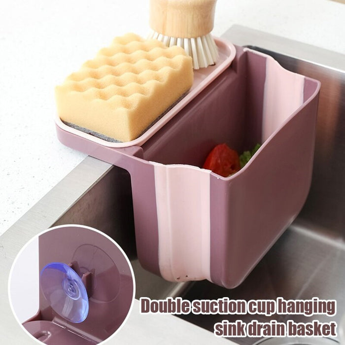 Foldable Double Suction Cup Hanging Sink Basket