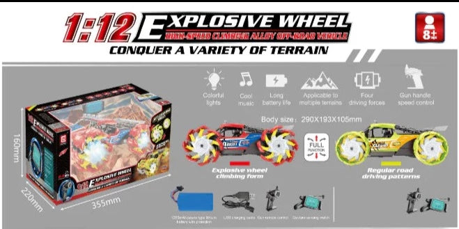 Rechargeable Explosive Wheel Stunt Car 1:12 Scale