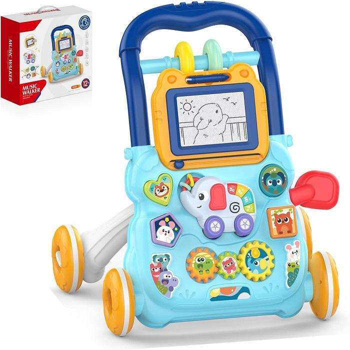 Plastic Musical Baby Push Walker With Drawing Tab