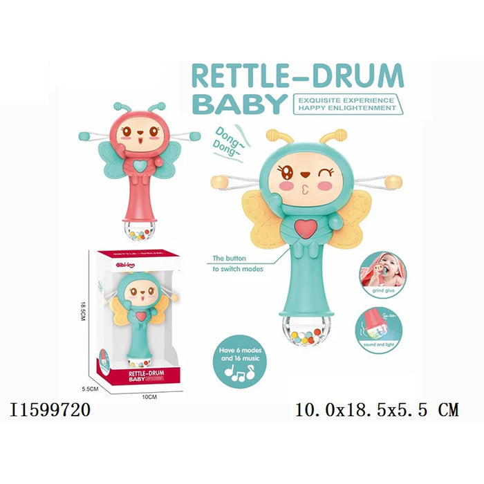 3 in 1 Baby Rattle - Drum with Music