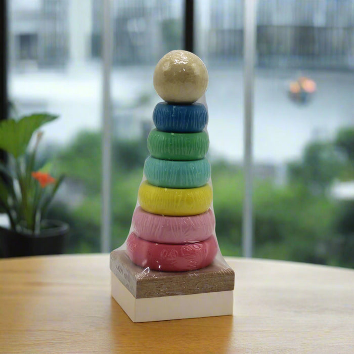Wooden Rainbow Tower Ring Game