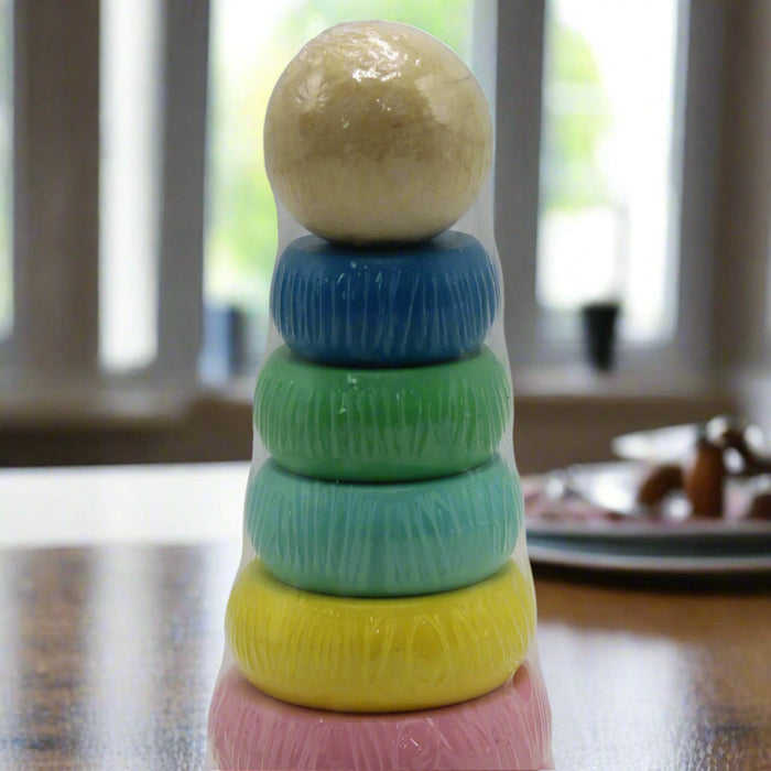 Wooden Rainbow Tower Ring Game
