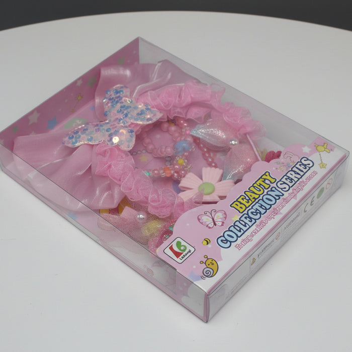 Pink Butterfly Hair Band & Bracelet Set