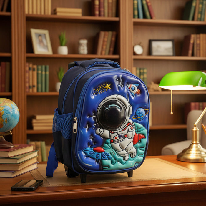 Space Man Theme School Trolley Bag