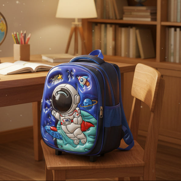 Space Man Theme School Trolley Bag