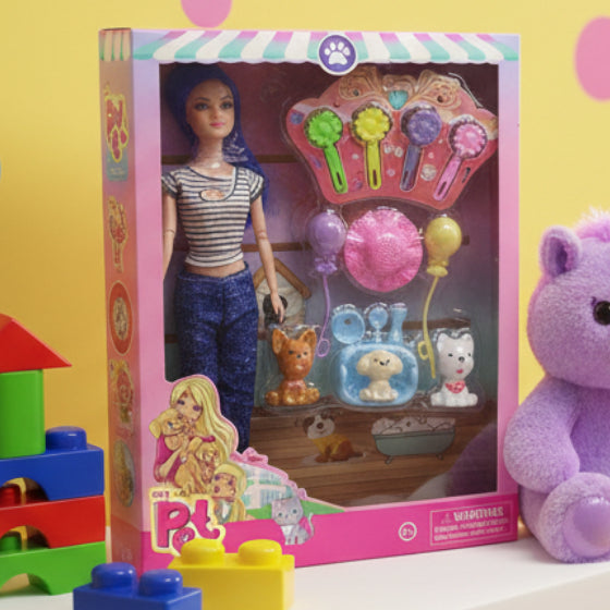 Lovely Sweet Girl Doll with Pets