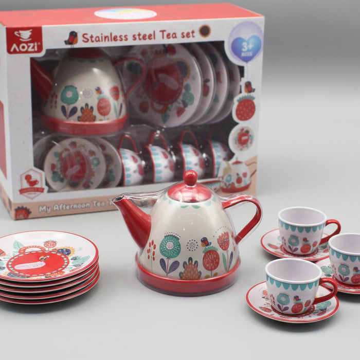 Stainless Steel Flower Theme Tea Set