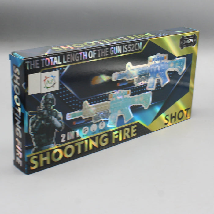 2 in 1 Shooting Fire Gun with Light & Sound