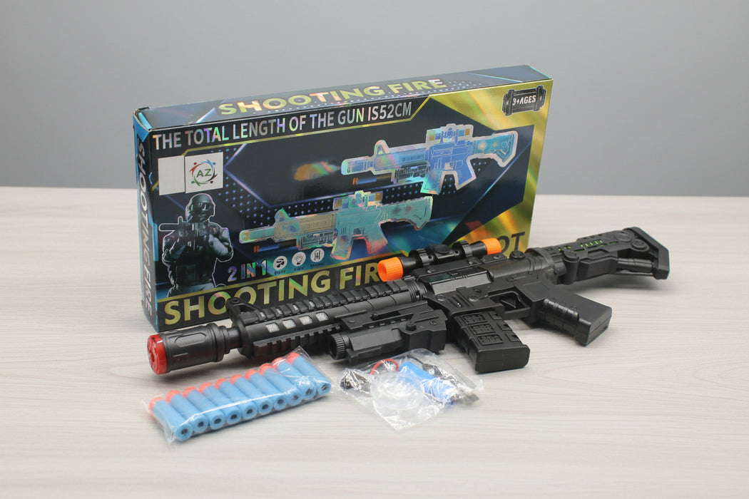 2 in 1 Shooting Fire Gun with Light & Sound