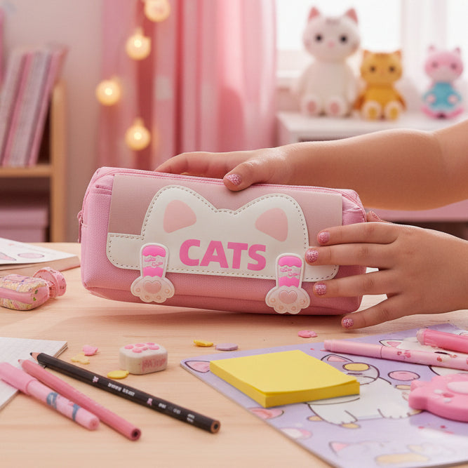 Lovely Meow Theme Geometry Pouch