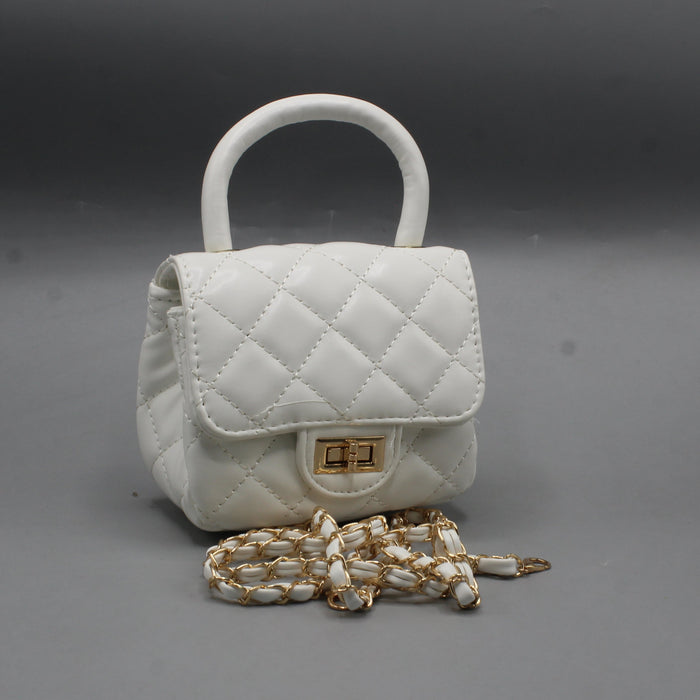 White Quilted Mini Hand Bag