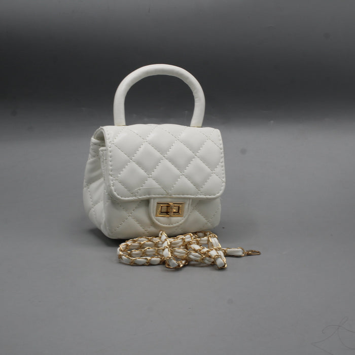 White Quilted Mini Hand Bag