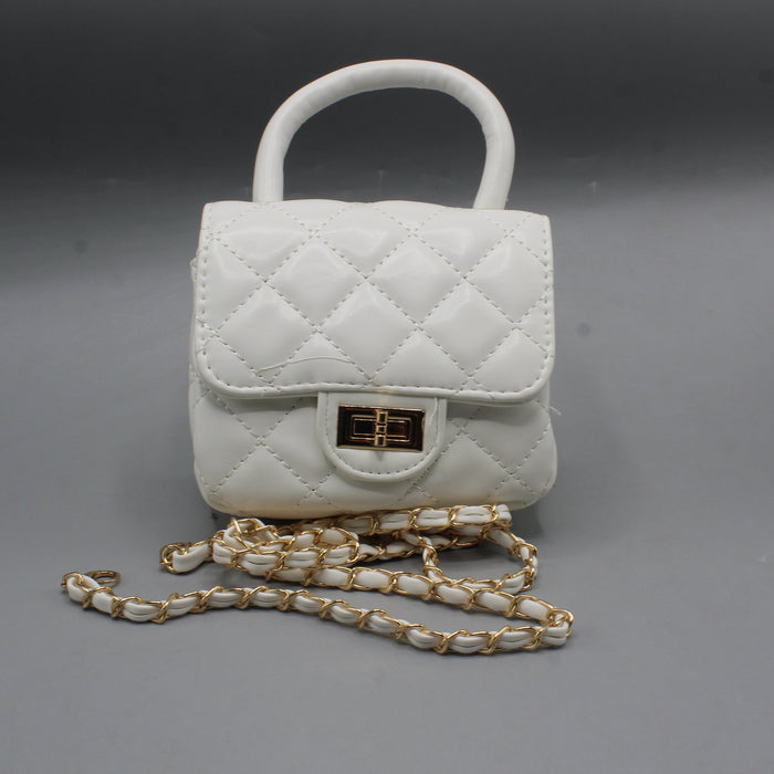 White Quilted Mini Hand Bag