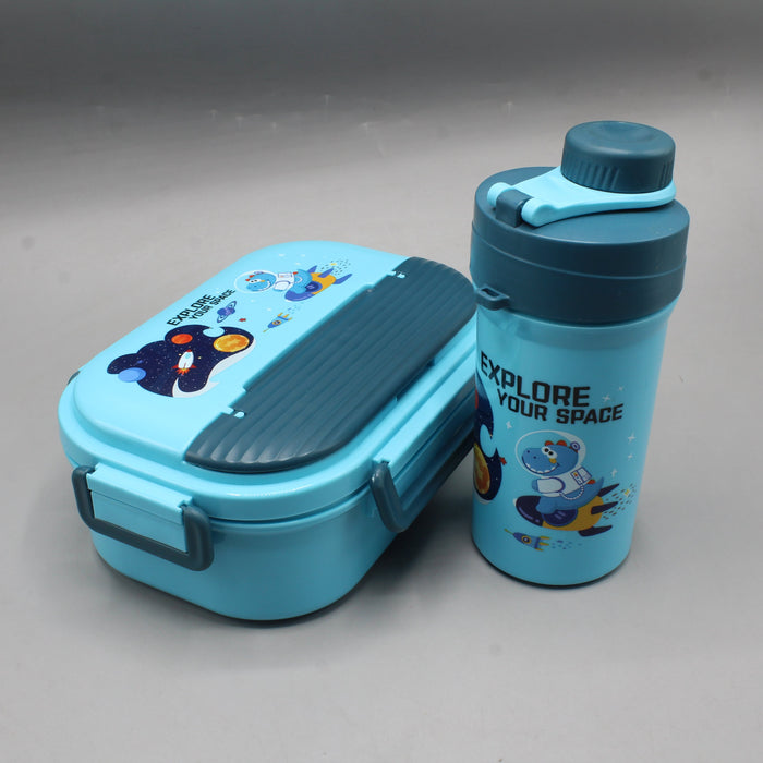 Mini Dino Space Theme Luch Box with Bottle