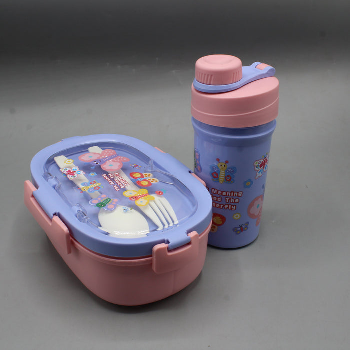 Beautiful Butterfly Theme Lunch Box with Bottle