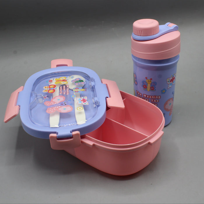 Beautiful Butterfly Theme Lunch Box with Bottle