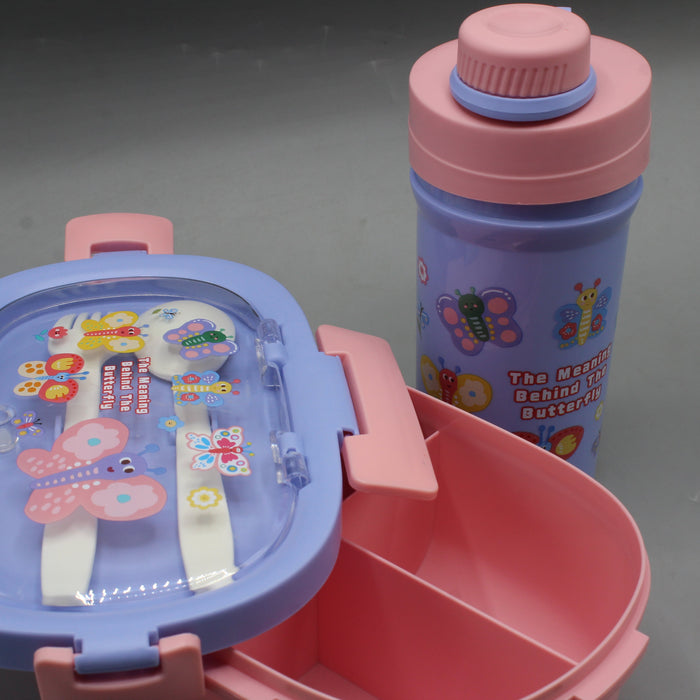 Beautiful Butterfly Theme Lunch Box with Bottle