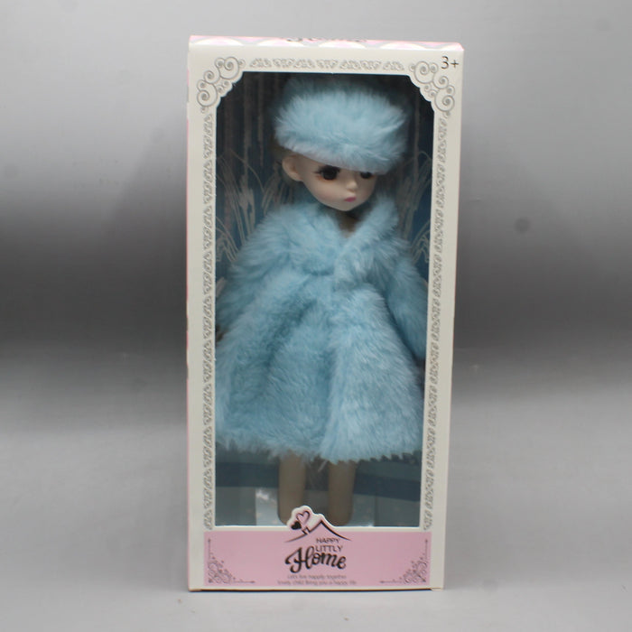 Blue Fluffy Winter Coat Doll