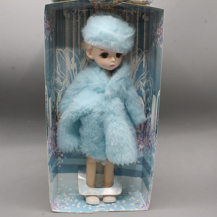 Blue Fluffy Winter Coat Doll