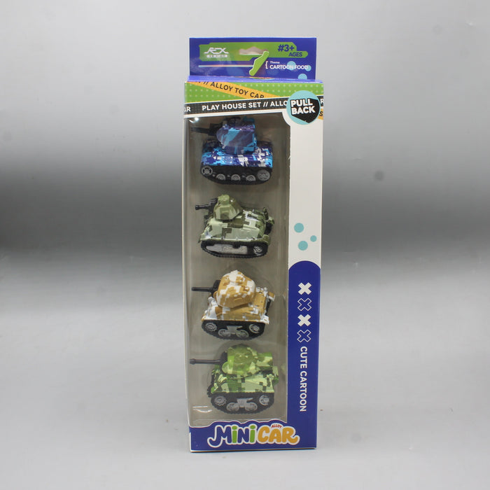 Diecast Mini Military Tank Pack of 4