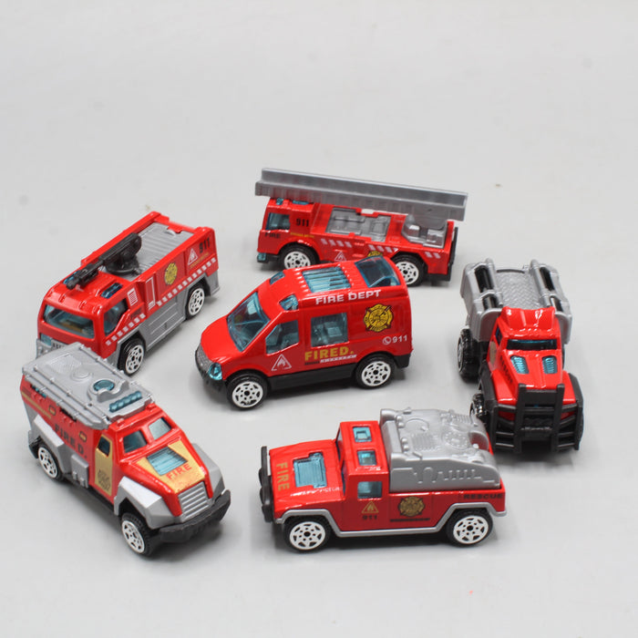 Diecast Fire Brigade Car Pack of 6
