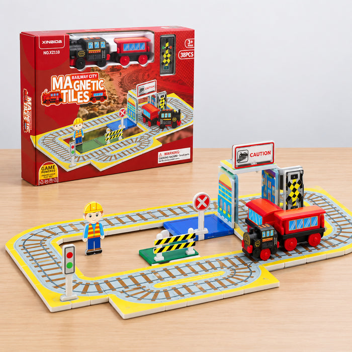 Magnetic Tiles Railway City Track 38 Pieces