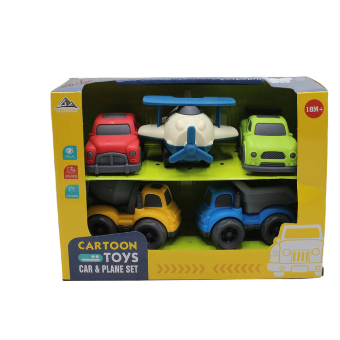 Cartoon Car & Plane Set 6 Pieces