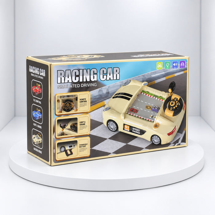 Driving Racing Car with Steering Wheel