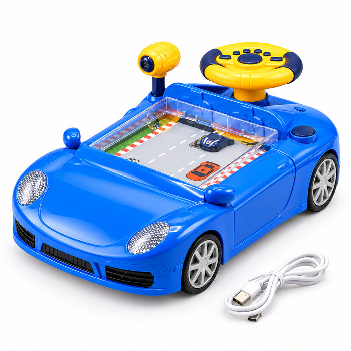 Driving Racing Car with Steering Wheel