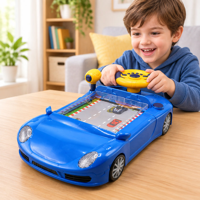 Driving Racing Car with Steering Wheel