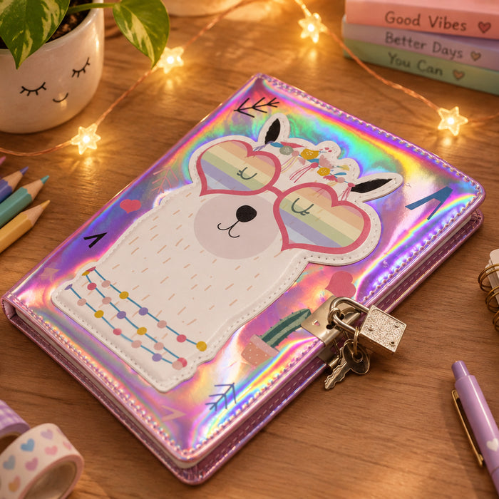 Cute Pink Holographic Secret Diary