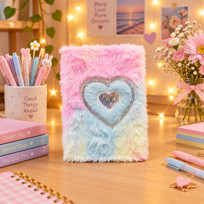Heart Theme Pastel Rainbow Diary