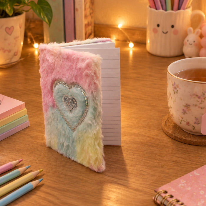 Heart Theme Pastel Rainbow Diary