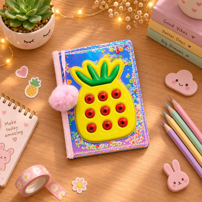 Pineapple Theme Glitter Star Diary
