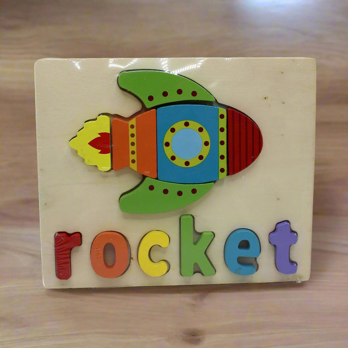 3D Wooden Rocket Puzzle Toy