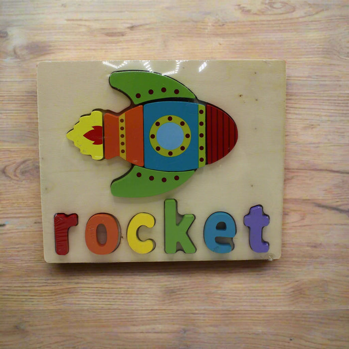 3D Wooden Rocket Puzzle Toy