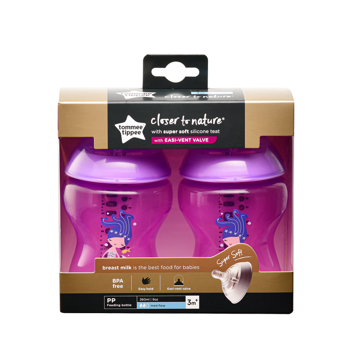 Tommee Tippee Tinted Feeding Bottle 260ml Pack of 2 - Purple