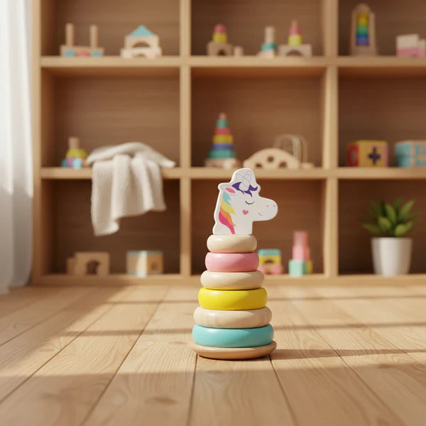 Unicorn Theme Wooden Rainbow Tower