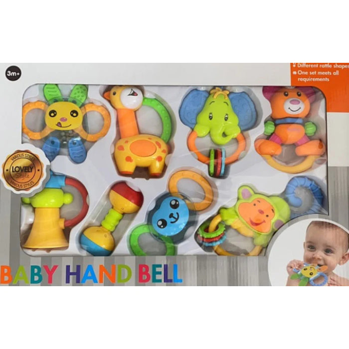 Pack of 8 Baby Bell Rattle Toys
