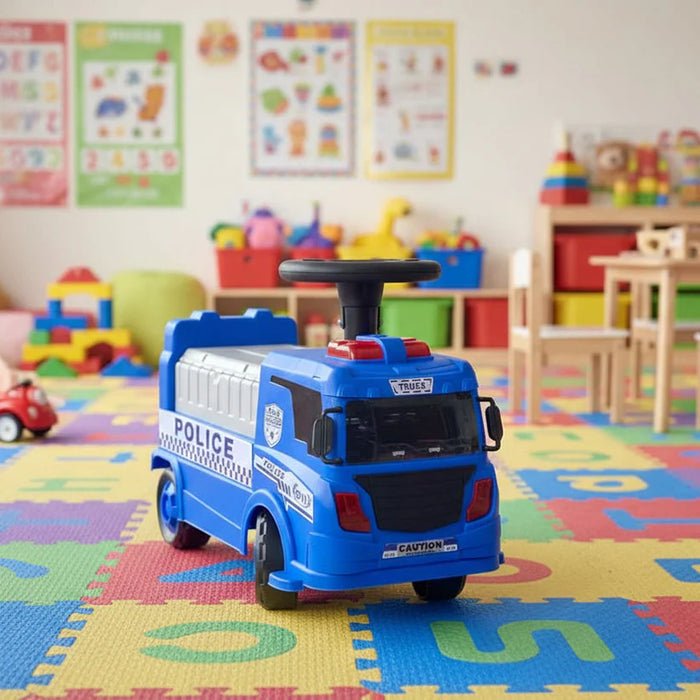 Kids Police Steering Wheel Push Car