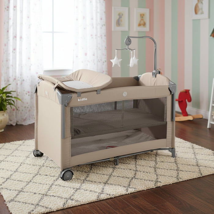 Kidilo Baby Playpen Cot with Mosquito Net