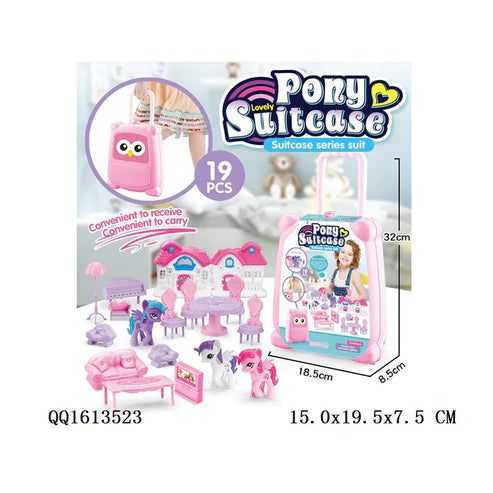 Pony Suitcase Doll House 19 Pieces