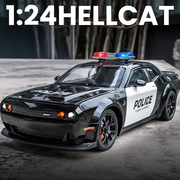 Diecast Dodge Challenger SRT Hellcat Police Car with Light & Sound
