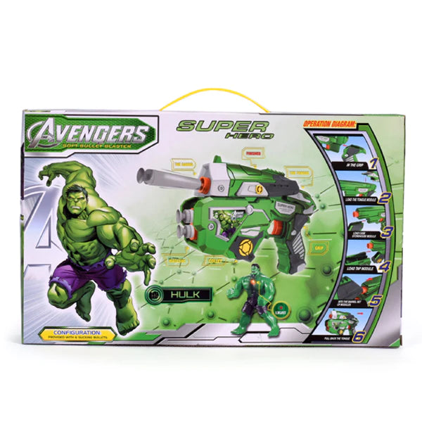 2 in 1 Avengers Hulk Soft Bullets Blaster