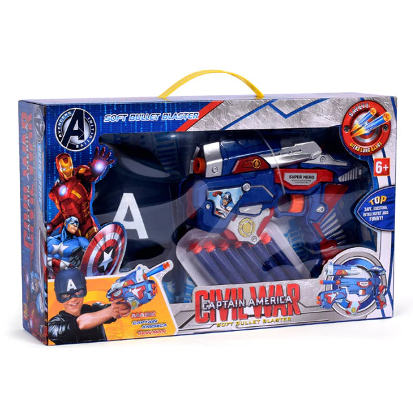 2 in 1 Civil War Captain America Soft Bullet Blaster