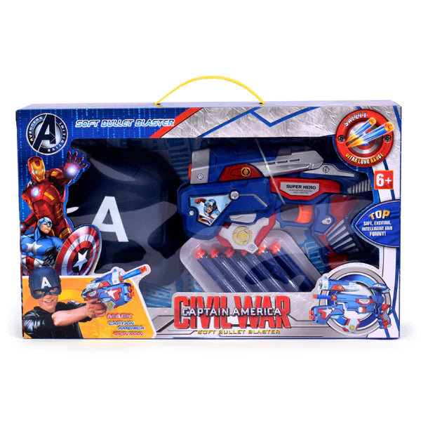 2 in 1 Civil War Captain America Soft Bullet Blaster