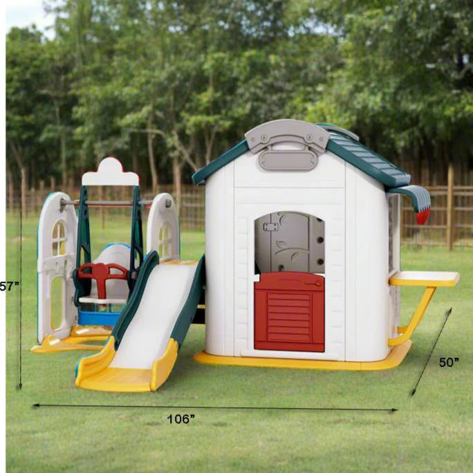 Durable Play House with Slide & Swing